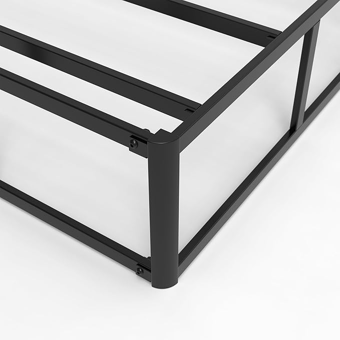 King Box Spring 9 Inch, Heavy Duty Metal Box Spring Bed Base with Fabric Cover, Mattress Foundation, Easy Assembly, Noise Free, Black