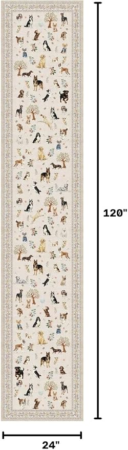 Beige Floral Hallway Runner Rug 2x10 - Image 2