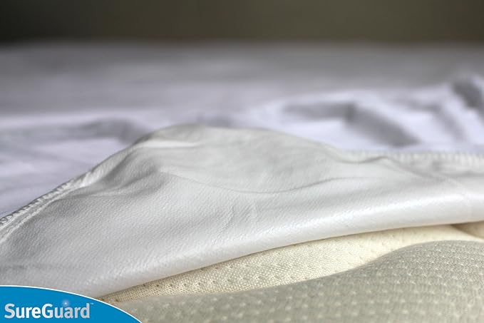 SureGuard Twin Size Mattress Protector - 100% Waterproof, Hypoallergenic - Premium Fitted Cotton Terry Cover White
