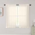 Cream Sheer Curtains for Bedroom Living Room 45 Inch Length 2 Panels, Soft Airy by WelvetBLK