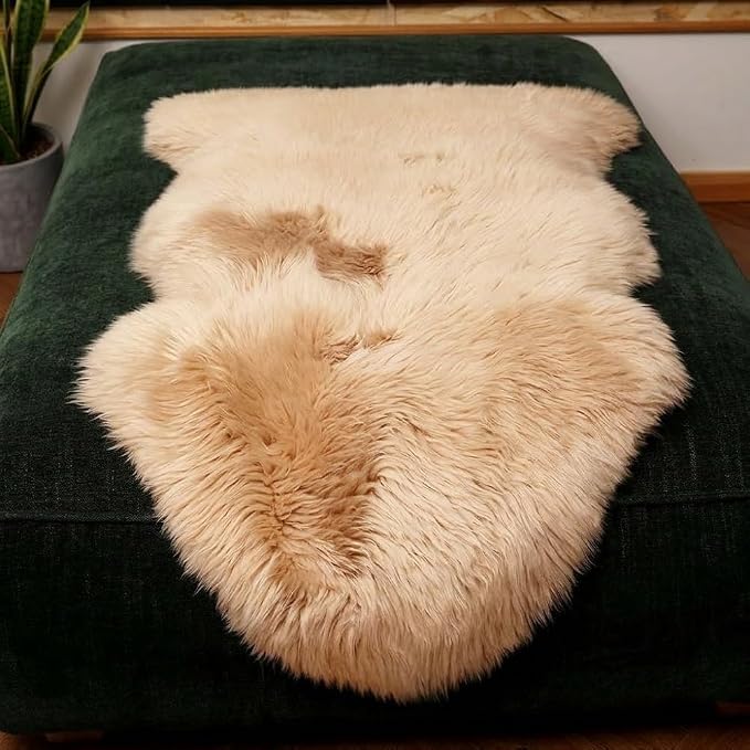 IRIWOOL Premium Genuine Fur Sheepskin Rug Real Australia Sheepskin Natural - Image 2