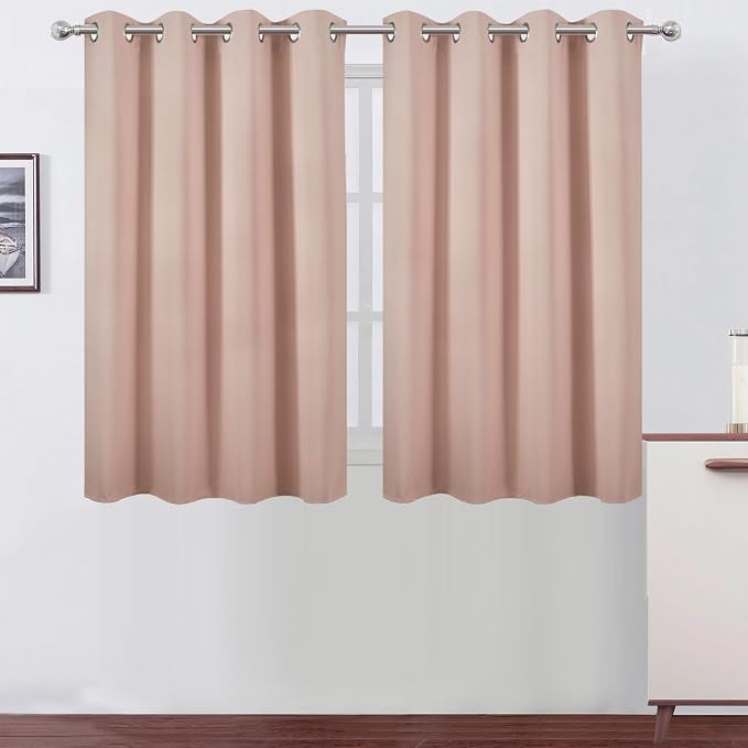 Blush Thermal Blackout Curtains/52 x 45 Inch/Set of 2 Panels Room Darkening by Lemomo