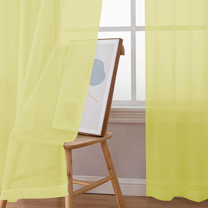 Simplebrand Lemon Sheer Curtains 72 Inches Long 2 Panels - Image 6