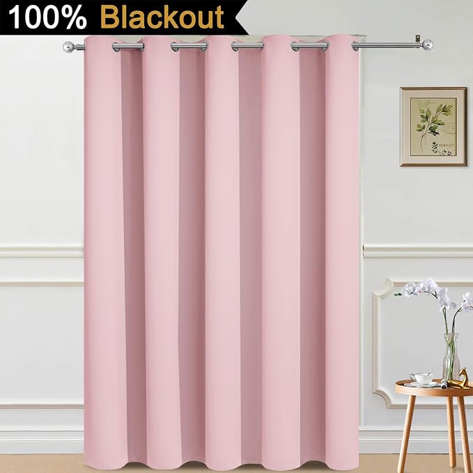 Yakamok Pink 100% Blackout Patio Door Curtain Panels W70 x L84, 1 Panel | Noise - Image 2