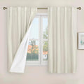 100% Blackout Short Linen Curtains 48 Inch Length by LAMIT