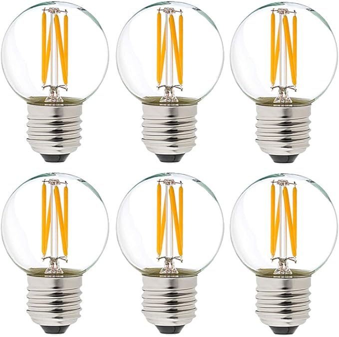 LiteHistory Dimmable g16.5 led Bulb 40W g16 1/2 led Edison Bulb 2700K 4W e26 Globe Light Bulbs for Ceiling Fan,Chandelier,Vanity Light Bulb AC120V 400lm 6Pack
