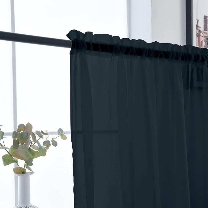 SpaceDresser Sheer Voile Window Treatment Rod Pocket Curtain Panels - Image 7