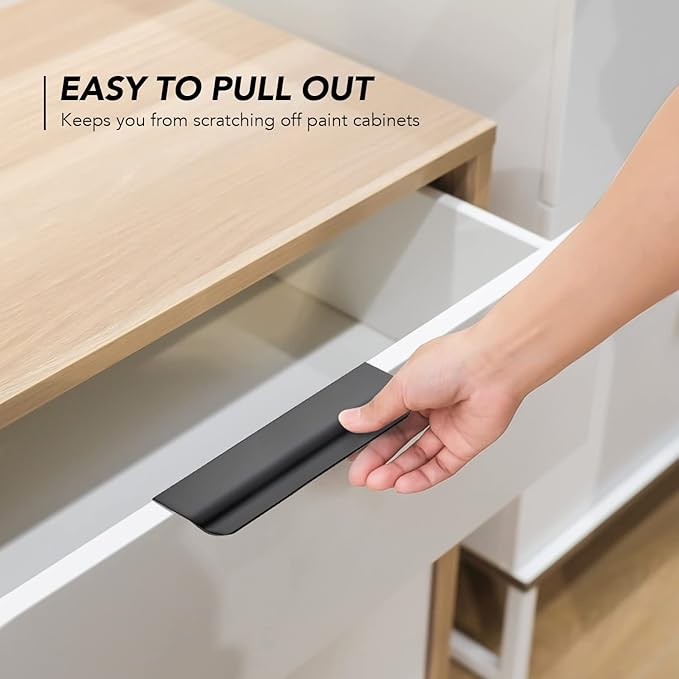 Ravinte Hardware 20 Pack Black Cabinet Handles, 4.75 Inch (120mm) Finger Edge Pulls, 3.75 Inch Hole Center, Finger Pulls for Cabinets