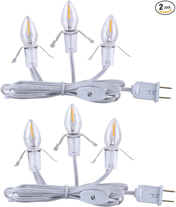 Brightown Accessory Cord with Light Bulb, 6ft UL-Listed White Cord with On/Off Switch for Night Lights, Salt Lamps, Holiday Decorations and Craft Projects