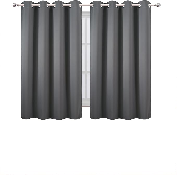 Blackout Curtains 66 x 54 Inch Long Frost Grey Curtains Set of 2 Panels Room - Image 2