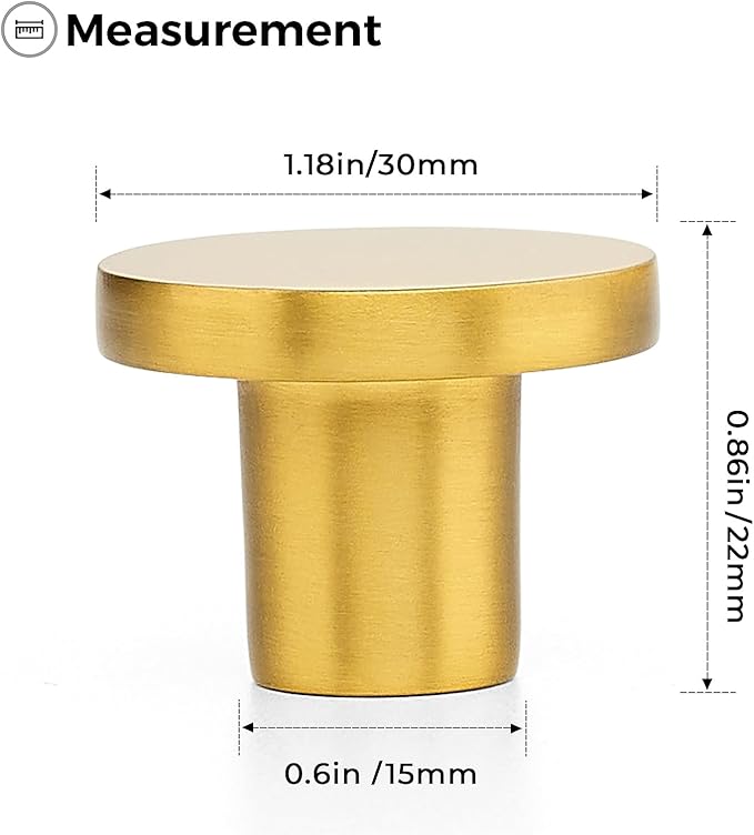 Ravinte 3 Pack Cabinet Knobs Gold Kitchen Cabinet Knobs Round Dresser Drawer Pulls Closet Door Pulls 1-1/5 Inch