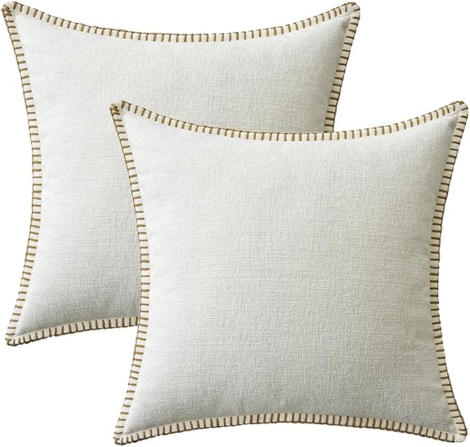 MIULEE Decorative Couch Throw Pillow Covers 18x18 Inch Pure White 2 Pack | - Image 6