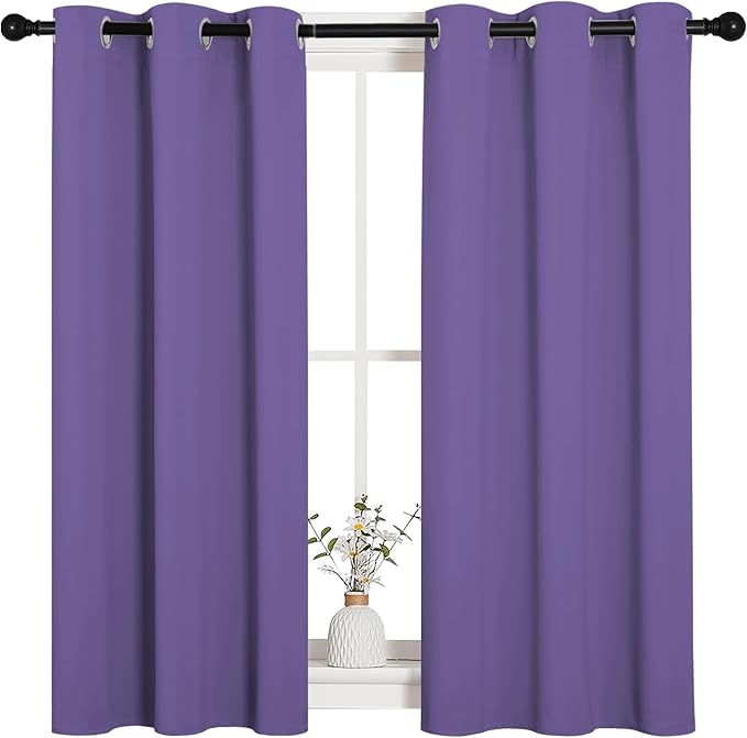 NICETOWN Bedroom Curtain Panels Blackout Draperies, Thermal Insulated Solid Grommet Blackout Curtains/Drapes (Lilac Purple, 1 Pair, 34 by 45-inch)