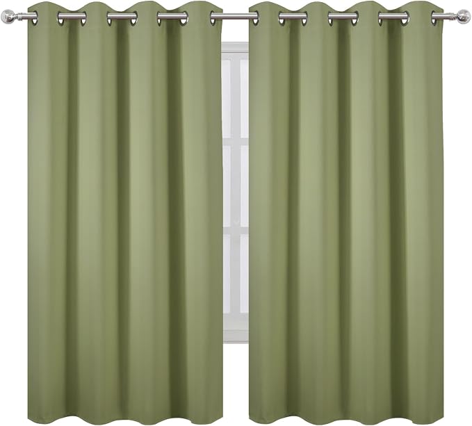 Sage Green Blackout Curtains 66 x 63 Inch Length/Set of 2 Curtain - Image 2