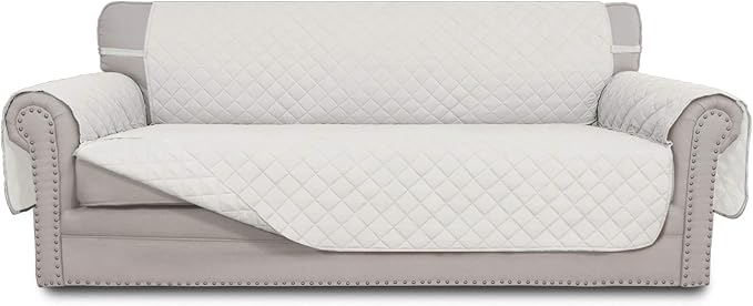 Easy-Going Reversible Couch Cover, 4 Seater Sofa, Ivory/Ivory | XX-Large Sofa by Easy-Going