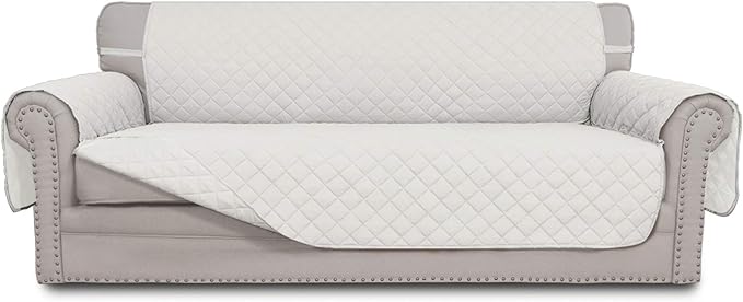 Easy-Going Reversible Couch Cover, 3 Cushion Sofa, Ivory/Ivory | Machine by Easy-Going