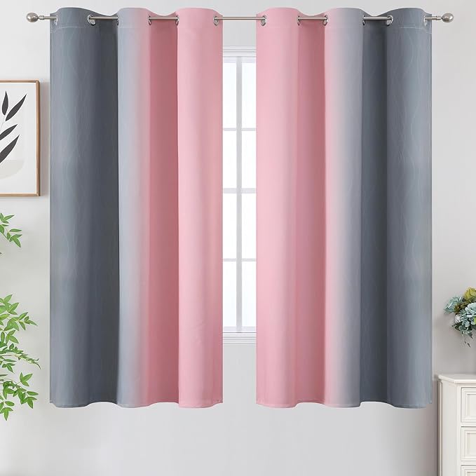 Ombre Grey and Pink Blackout Curtains - Image 2