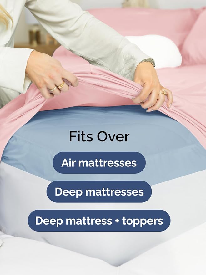 Extra Deep Twin Sheet Set - 4 Piece Breathable & Cooling Sheets - Hotel Luxury Bed Sheets Set - Easy & Secure Fit - Soft, Wrinkle Free & Comfy Sheets Set - Baby Pink Sheet Set with Extra Deep Pockets