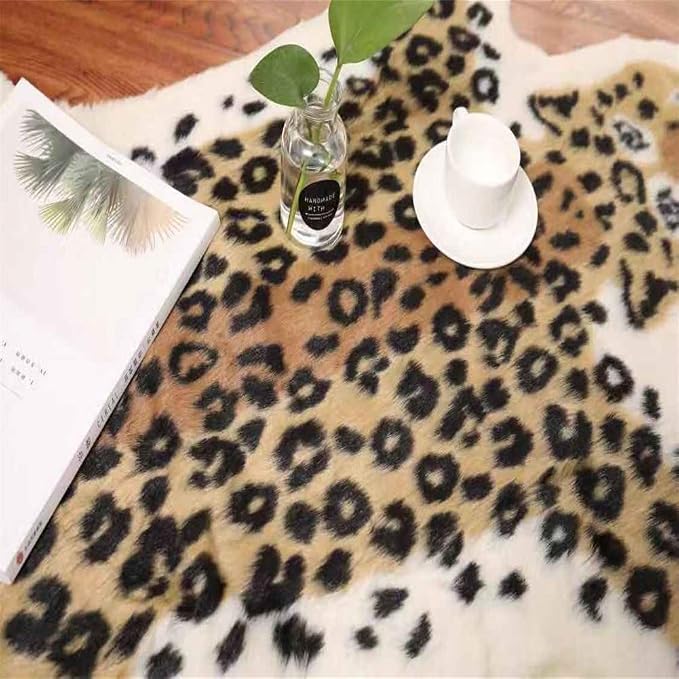 Leopard Print Rug Faux Fur Cowhide Skin Rug Animal Printed Area Rug Carpet - Image 6
