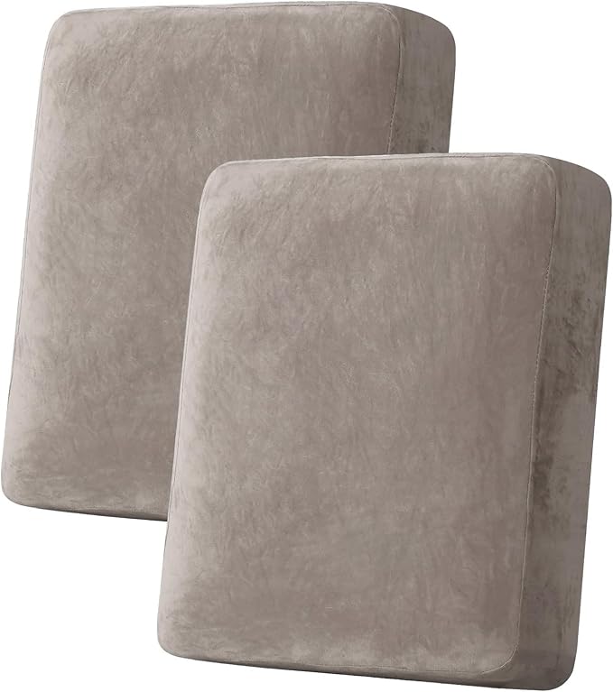 H.VERSAILTEX Velvet Stretch Couch Cushion Cover Plush Cushion Slipcover by HVERSAILTEX