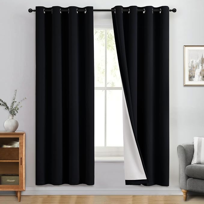 Yakamok Black 100% Blackout Curtains 72 Inches Long by Yakamok