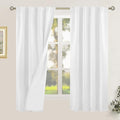 White 100% Blackout Linen Bedroom Curtains 63 Inches 2 Panels | Neutral Drapes by LAMIT