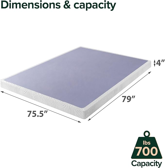 ZINUS Edgar 4 Inch Bamboo Box Spring, Mattress Foundation, Sturdy Bamboo Structure, Low Profile, Easy Assembly, King