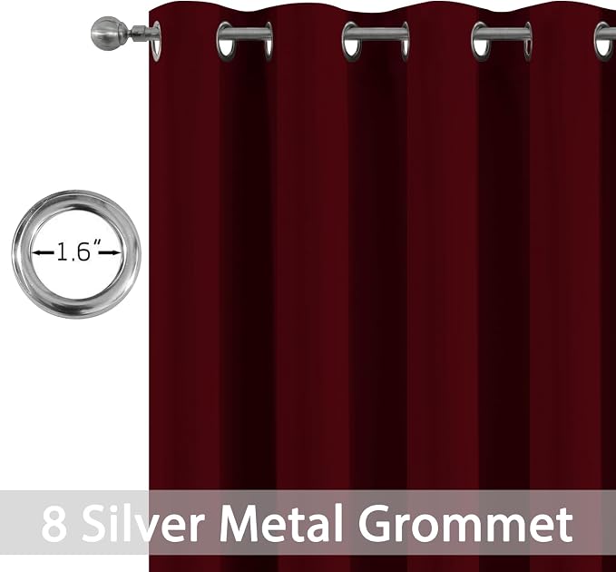 Yakamok Room Darkening Curtains 52x84 inch Length Wine Red-Living Room | 2 - Image 4