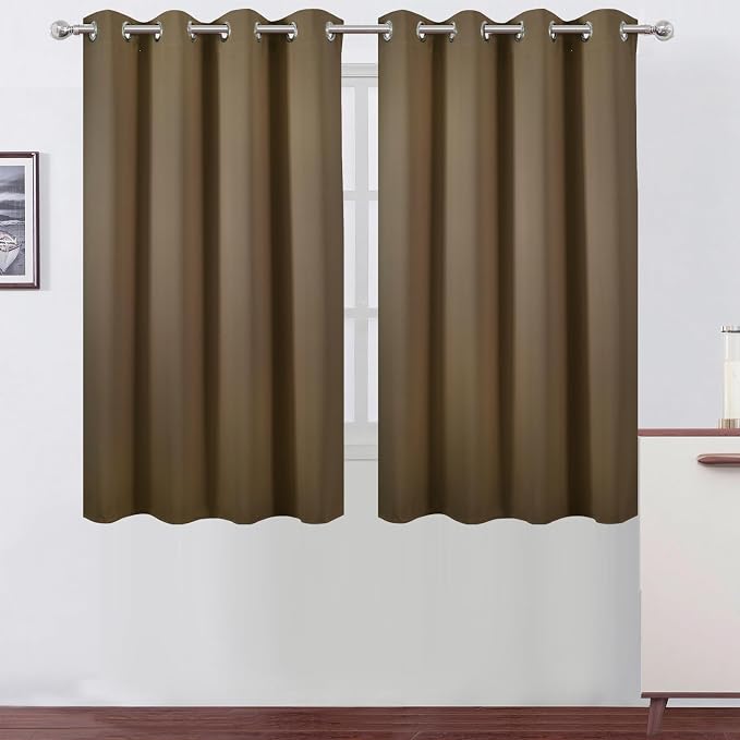 Brown Thermal Blackout Curtains/52 x 54 Inch/Set of 2 Panels Room Darkening by Lemomo