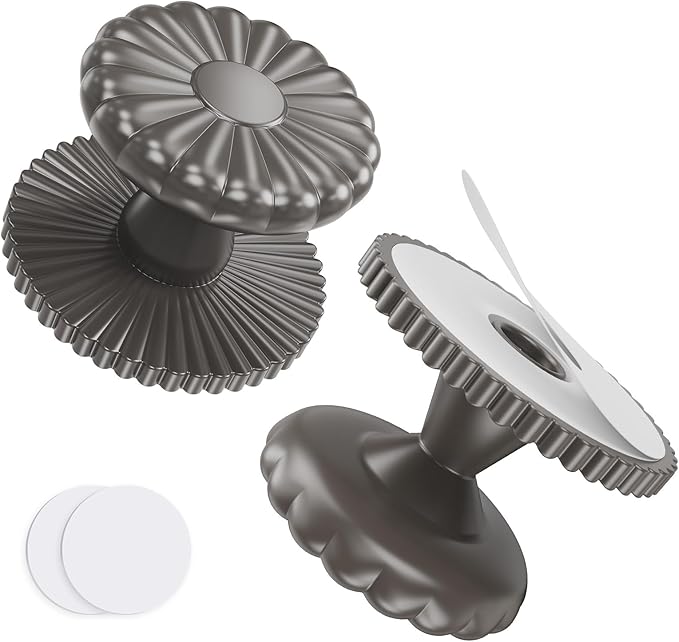 Self Adhesive Drawer Knobs, 2 Pack Self Stick Door Pull Handles, Zinc Alloy No Drilling Cabinet Knobs for Drawer, Closet, Window, Dresser, Sliding Barn/Glass Shower/Balcony Door (2, Grey)