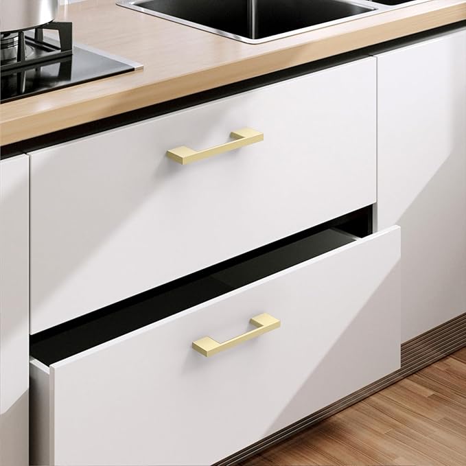 10 Pack Brushed Gold Cabinet Pulls 3 Inch Cabinets Handles Kitchen Hardware Handles for Cabinets Gold Dresser Pulls