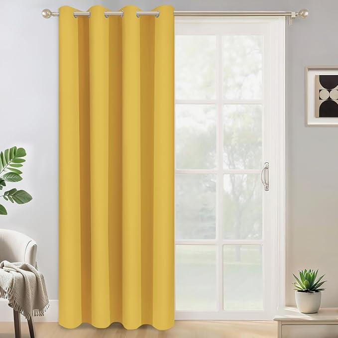Yakamok Mustard Yellow Room Darkening Curtains 84 inch Sliding Door Drapes | 1 by Yakamok