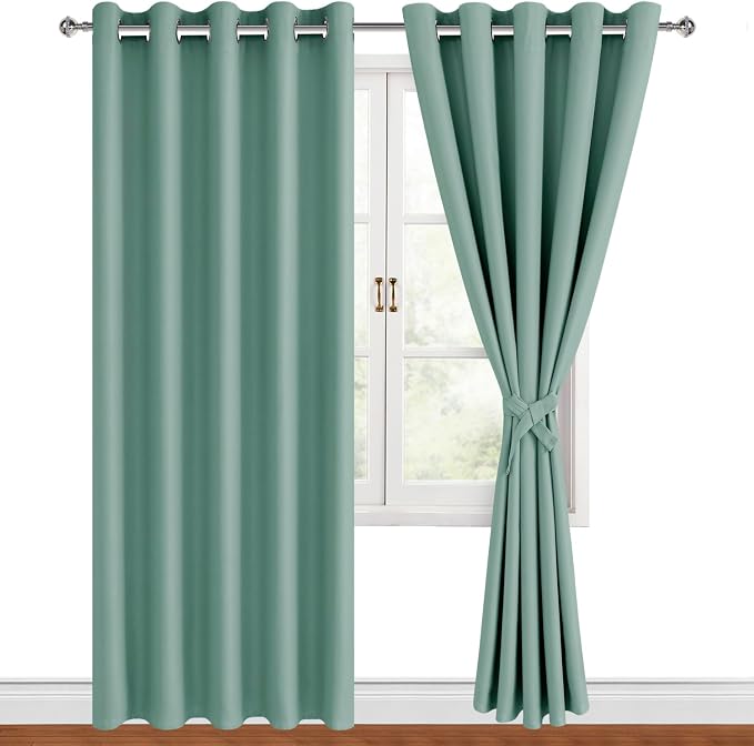 Blackout Curtains for Bedroom, Sage Green, 60 x 84 Inch, 2 Panels | Thermal - Image 8