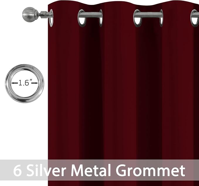 Yakamok Room Darkening Curtains 42x84 inch Length Wine Red-Living Room | 2 - Image 4