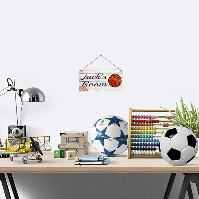 Personalized Signs Basketball Sign Wall Decor Decorations for Kids Room Baby Bedroom Game Room Custom Name Wooden Sign for Boys Room…