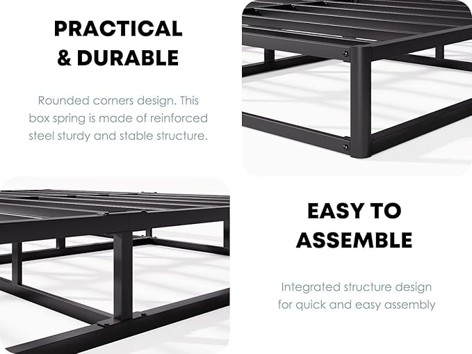 Full Box Spring 5 Inch Low Profile Heavy Duty Metal Frame Mattress Foundation Boxspring, Quiet Noise-Free,Easy Assembly