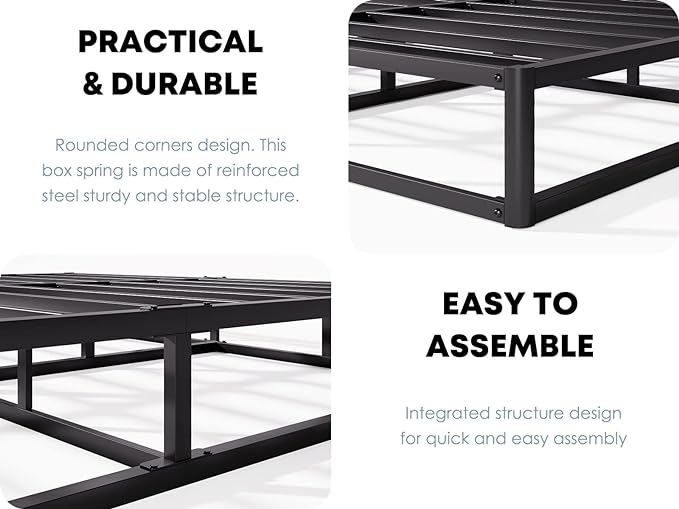 Box Spring Twin Size 5 Inch Low Profile Heavy Duty Metal Frame Mattress Foundation, Quiet Noise-Free,Easy Assembly, 3000lbs Max Weight Capacity