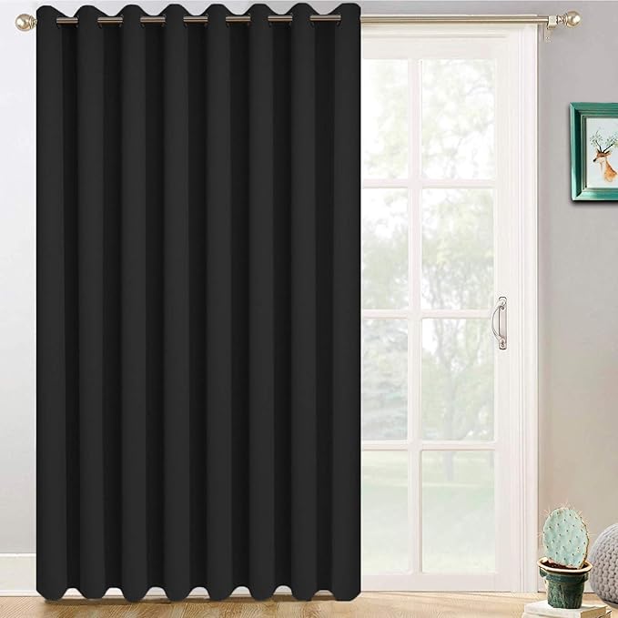 Yakamok Black Room Darkening Curtains 96 inch Sliding Door Drapes | 1 by Yakamok