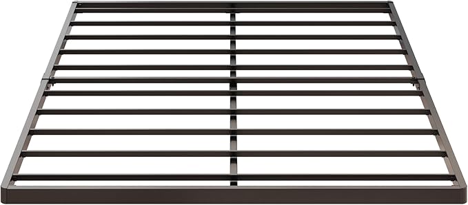 1.6 Inch Bunkie Board Full Low Heavy Duty Metal Box Spring Full Size Bed Base, Sturdy Mattress Foundation, Easy Assembly, Noise Free, Black
