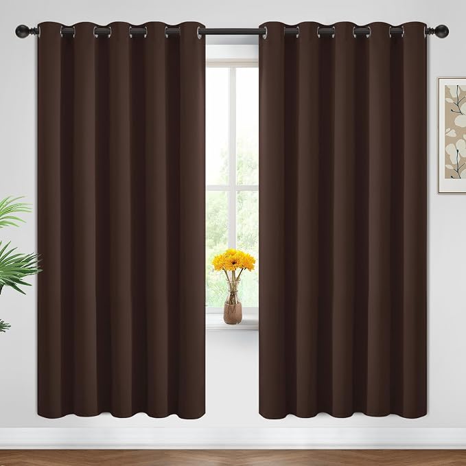 Yakamok Room Darkening Curtains 62x72 inch Long Chocolate Brown-Living Room | 2 by Yakamok