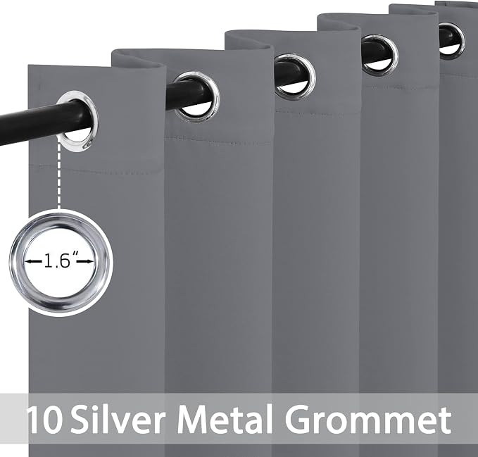 Yakamok Grey Room Darkening Curtains 62x63 inch Gray Grommet-Living Room | 2 - Image 3