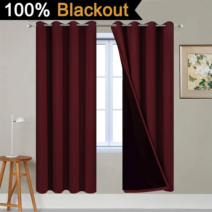 Yakamok Burgundy Red Blackout Curtains 72 Inches Long - Image 2