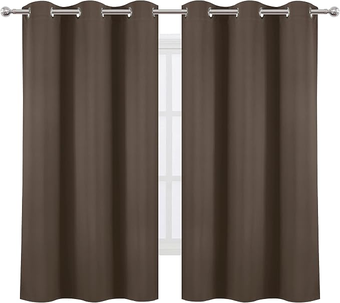 Chocolate Brown Thermal Blackout Curtains/38 x 63 Inch/Set of 2 Panels Room - Image 2