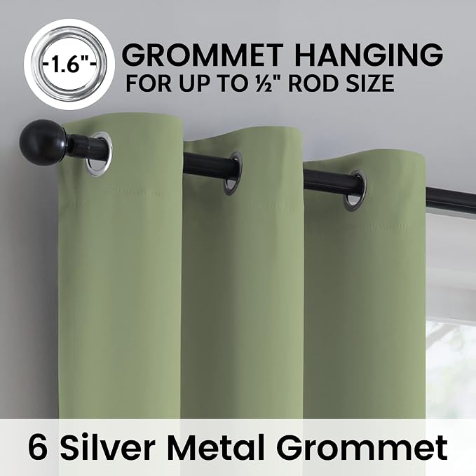 SimpleHome Sage 100% Blackout Curtains Room Darkening Living Room 72 Inch | - Image 6