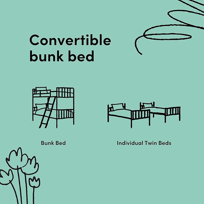 Storkcraft Long Horn Twin-Over-Twin Bunk Bed (Hazelnut)- GREENGUARD Gold Certified, Converts to 2 Individual Twin Beds