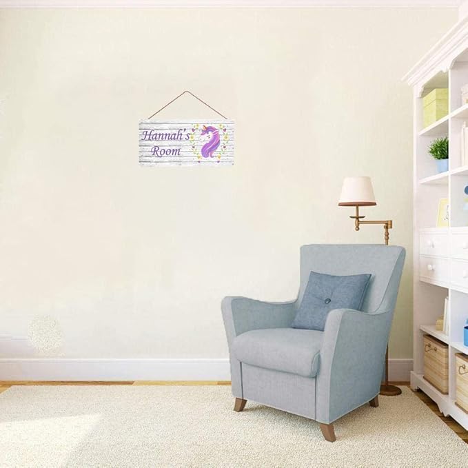 Personalized Signs Cute Magic Unicorn Sign Custom Name Door Sign For Baby Nursery Wall Decor New House Welcome Door Decor Plate For Kids Room Girls Bedroom Little Man Cave