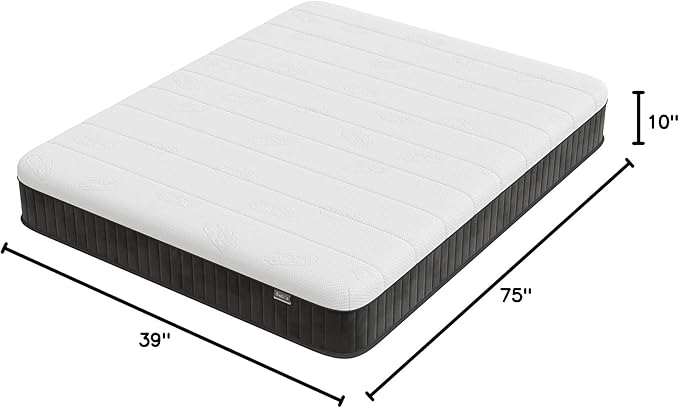 Swbvs Twin Mattress, 10 Inch Memory Foam Single Bed Mattress with Innerspring Hybrid Mattress in a Box Pressure Relief & Supportive Twin Size Mattress