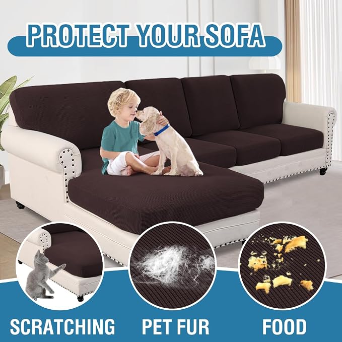 H.VERSAILTEX Sectional Couch Covers 8 Pieces Stretch Sofa Covers - Image 7