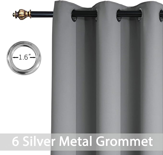 Yakamok Grey Room Darkening Curtains 42x84 inch Gray Grommet-Living Room | 2 - Image 2