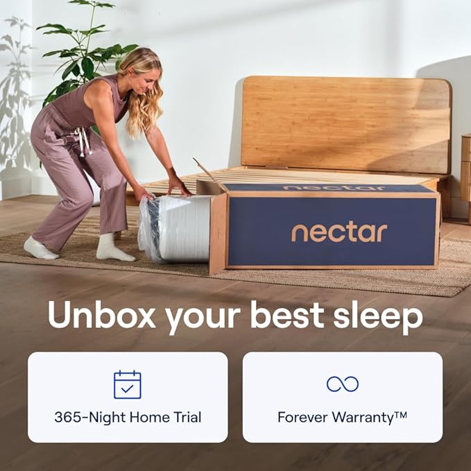 Nectar Ultra 15“ Queen Mattress - Medium Firm - Cooling Fibers & Temperature Regulating Material - 4” Pressure Relief Layer - Zoned Ergonomic Support Layer - 365-Night Mattress Trial
